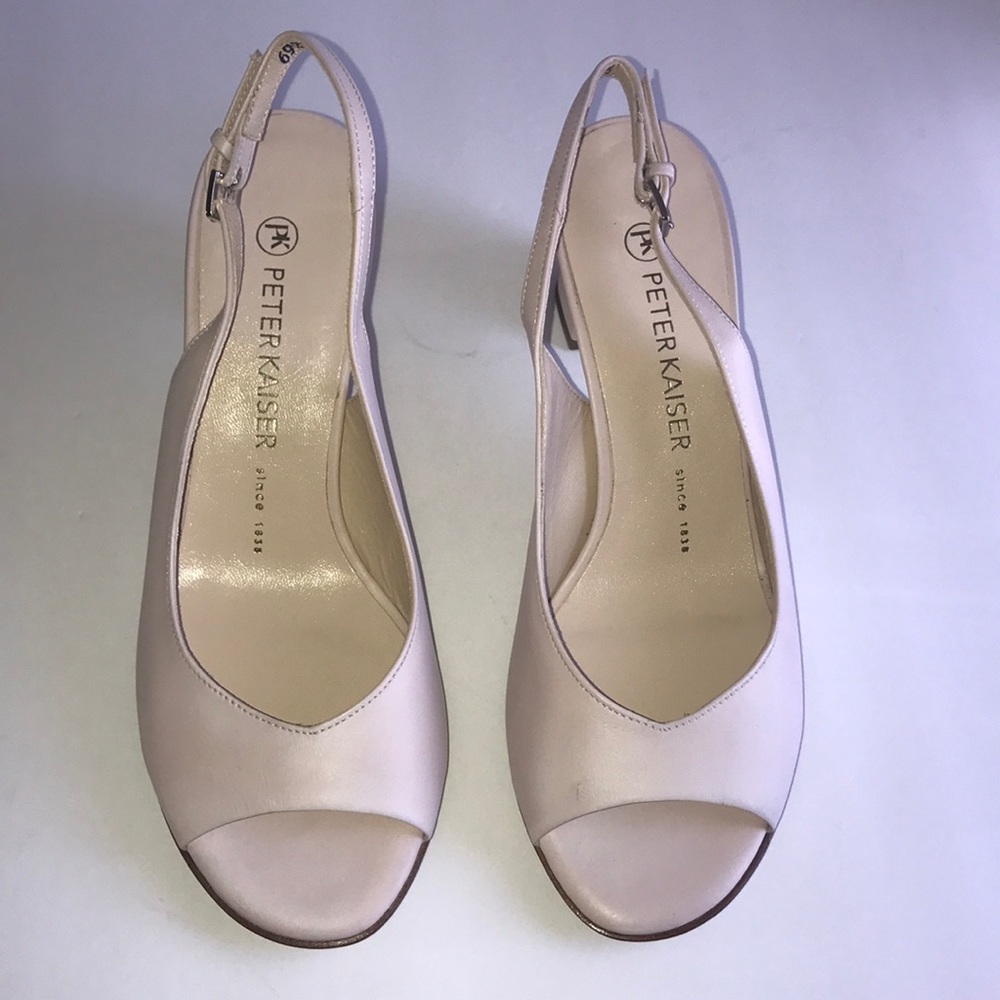 New Peter Kaiser Cream Open Toe Chunky Heel Size 5 - image 3